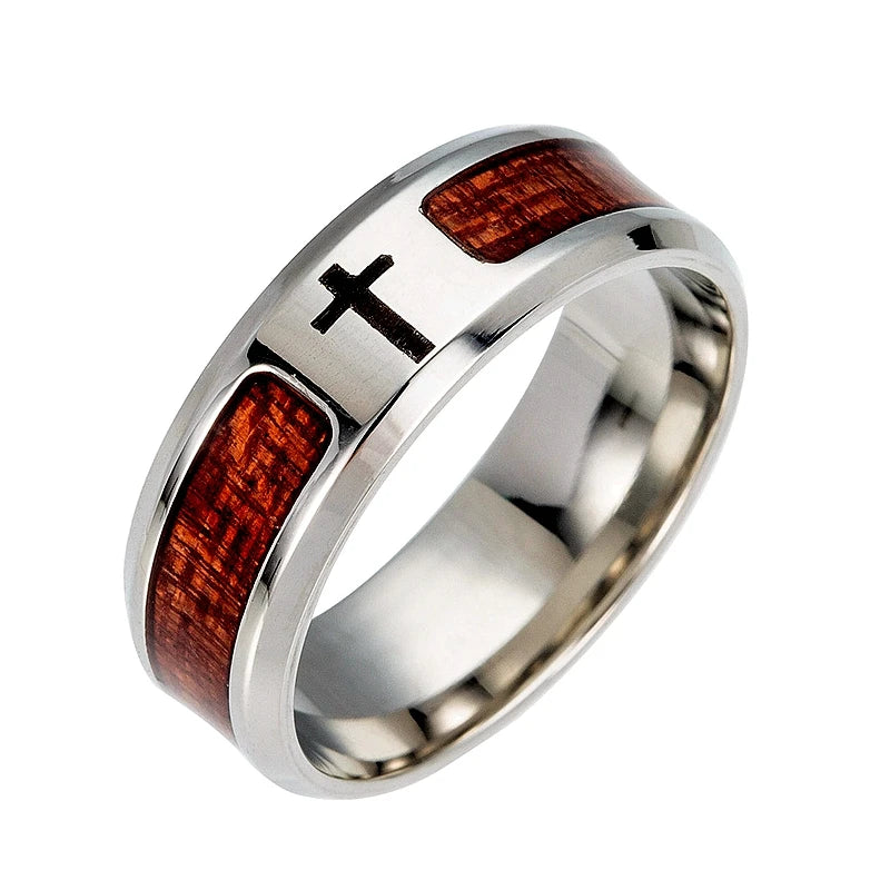 New Nordic Vikings Runes Amulet Life Tree Ring Men Stainless Steel Mosaic Wood Semi-circle Rings For Women Mens Jewelry Gift