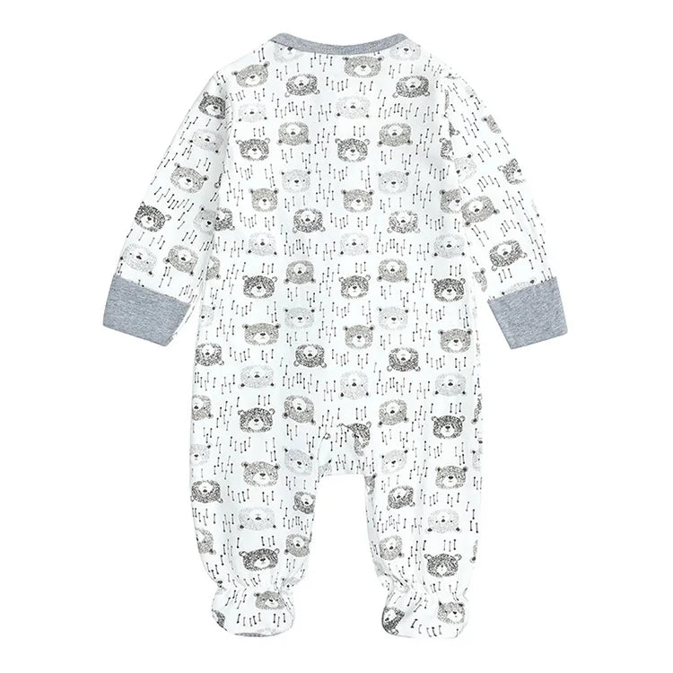 Summer Newborn Baby Boy Clothes Cartoon Print Baby Clothes Girl Romper Cotton Long Sleeve Zipper Infant Romper 6-24 Months