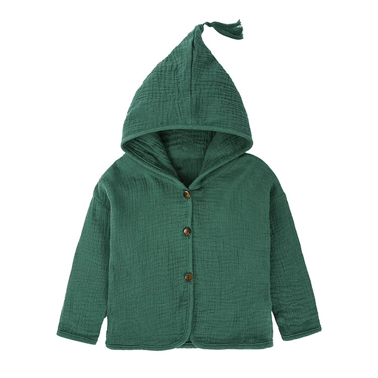 Solid Color Kids Jackets for Girls Cotton Linen Long Sleeve Hooded Baby Girl Jacket Spring Autumn Children Clothing 1-5 Years