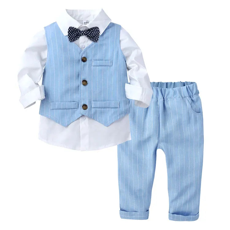 Formal Gentleman Style Children's Boys Sets Cotton Long Sleeve Shirt+Vest+Pants Spring Autumn Kids Clothes Boys Outfit 1-4 Years