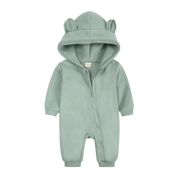 Long Sleeve Hooded Zipper Newborn Baby Clothes Winter Baby Girl Romper Winter Warm Newborn Clothing Girls Rompers  3-24 Months