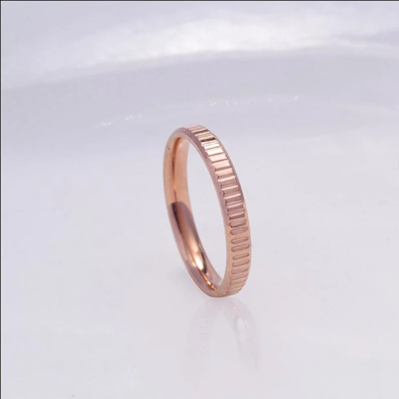 3MM Thin Titanium Steel Rose Gold  Couple Ring Simple Fashion Rose Gold Color Finger Ring For Women and Men mens gifts