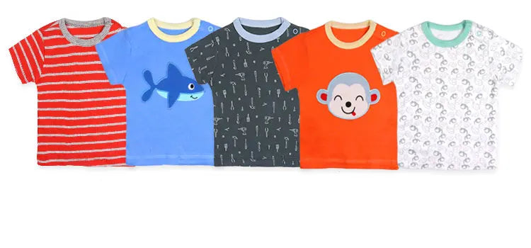 [5Pcs/lot Random Color]Cotton Baby Boy t-shirt Casual Baby Boy Shorts Sleeve Tops Summer Newborn T shirt 3-24 Months