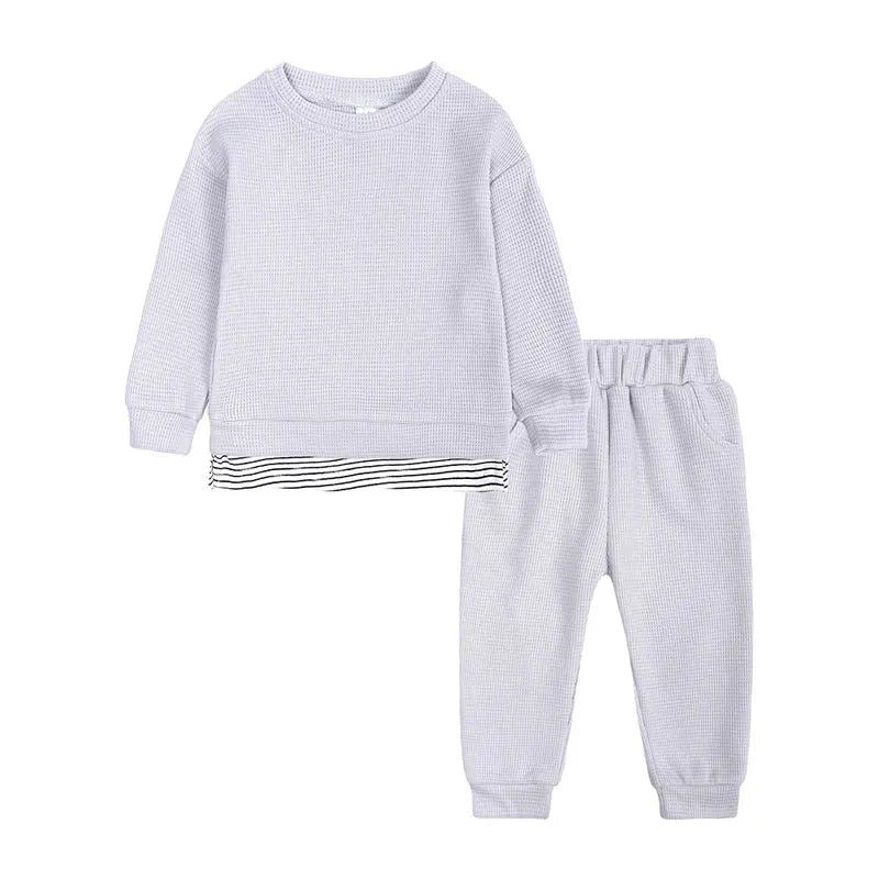 Fashion Solid Color Toddler Boy Clothes Spring Autumn Kids Clothes Girls Outfits Cotton Long Sleeve Tops+pant Children Clothing