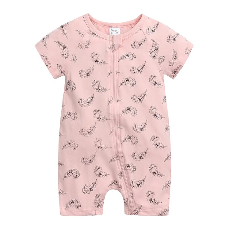 Cartoon Print Baby Romper Fashion Toddler Girl Summer Clothes Cotton Zipper Short Sleeve Newborn Boys Rompers 3-24 Months