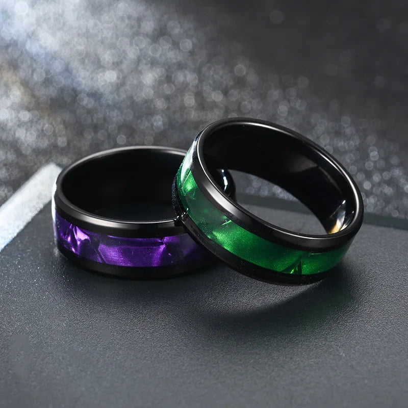 2022 Fashion Gradient Purple Color Shell Rings Stainless Steel For Men Women Gift Rings Dainty Female Nice Jewelry