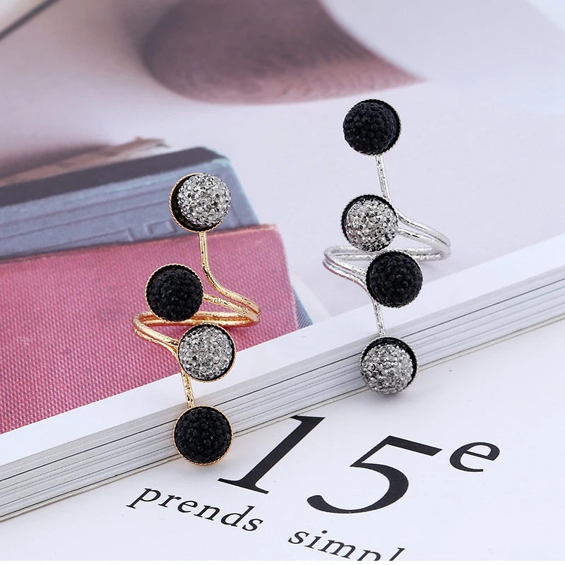 Vintage  Black Rhinestone Opening ring Knuckle Finger Midi Rings Set for Women Punk Statement elegant rings Female Wedding