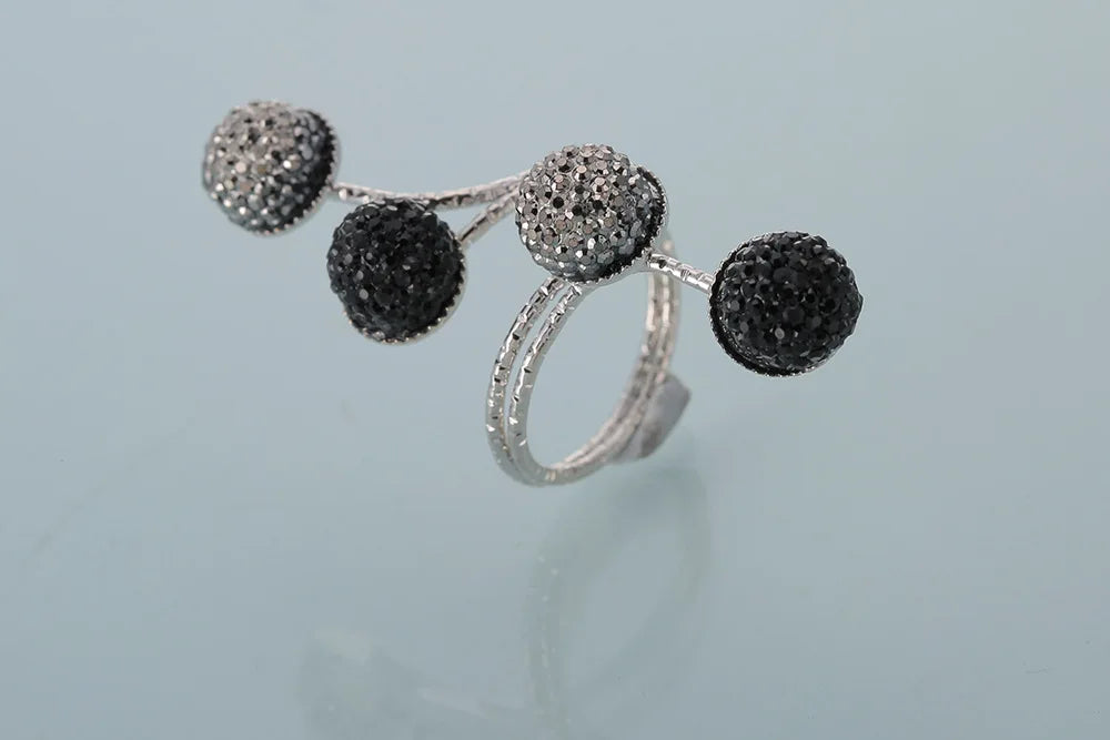 Vintage  Black Rhinestone Opening ring Knuckle Finger Midi Rings Set for Women Punk Statement elegant rings Female Wedding