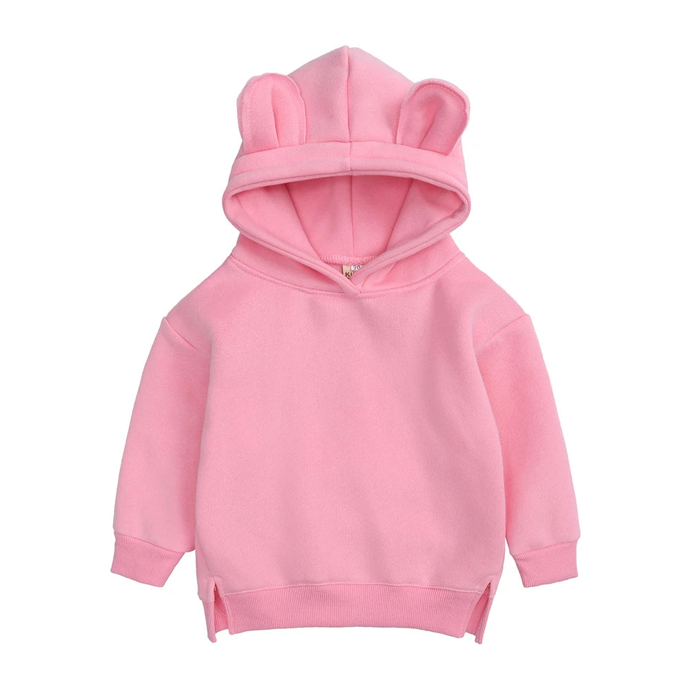 Fashion Solid Color Kids Clothes Boys Sweatshirts Long Sleeve Hooded Girls Hoodies Winter Warm Children's Clothing 1-4 Years