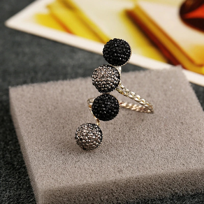 Vintage  Black Rhinestone Opening ring Knuckle Finger Midi Rings Set for Women Punk Statement elegant rings Female Wedding