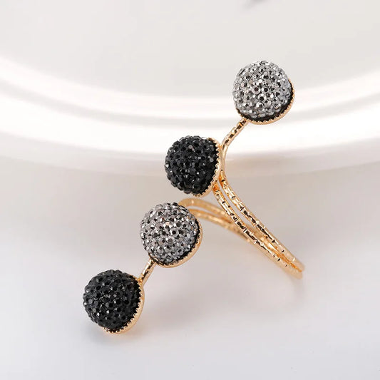 Vintage  Black Rhinestone Opening ring Knuckle Finger Midi Rings Set for Women Punk Statement elegant rings Female Wedding