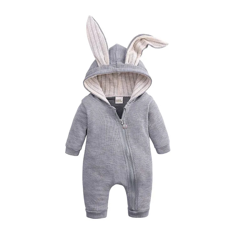 Cartoon Newborn Baby Clothes Boys Romper Long Sleeve Hooded Zipper Baby Girl Romper Spring & Autumn Infant Clothing 3-18 Months