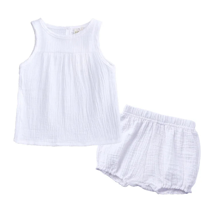 Fashion Toddler Girl Summer Clothes Cotton Linen Kids Clothes Set Sleeveless Vest+Shorts 2 PCS Children Clothes Suit 0-4 Years