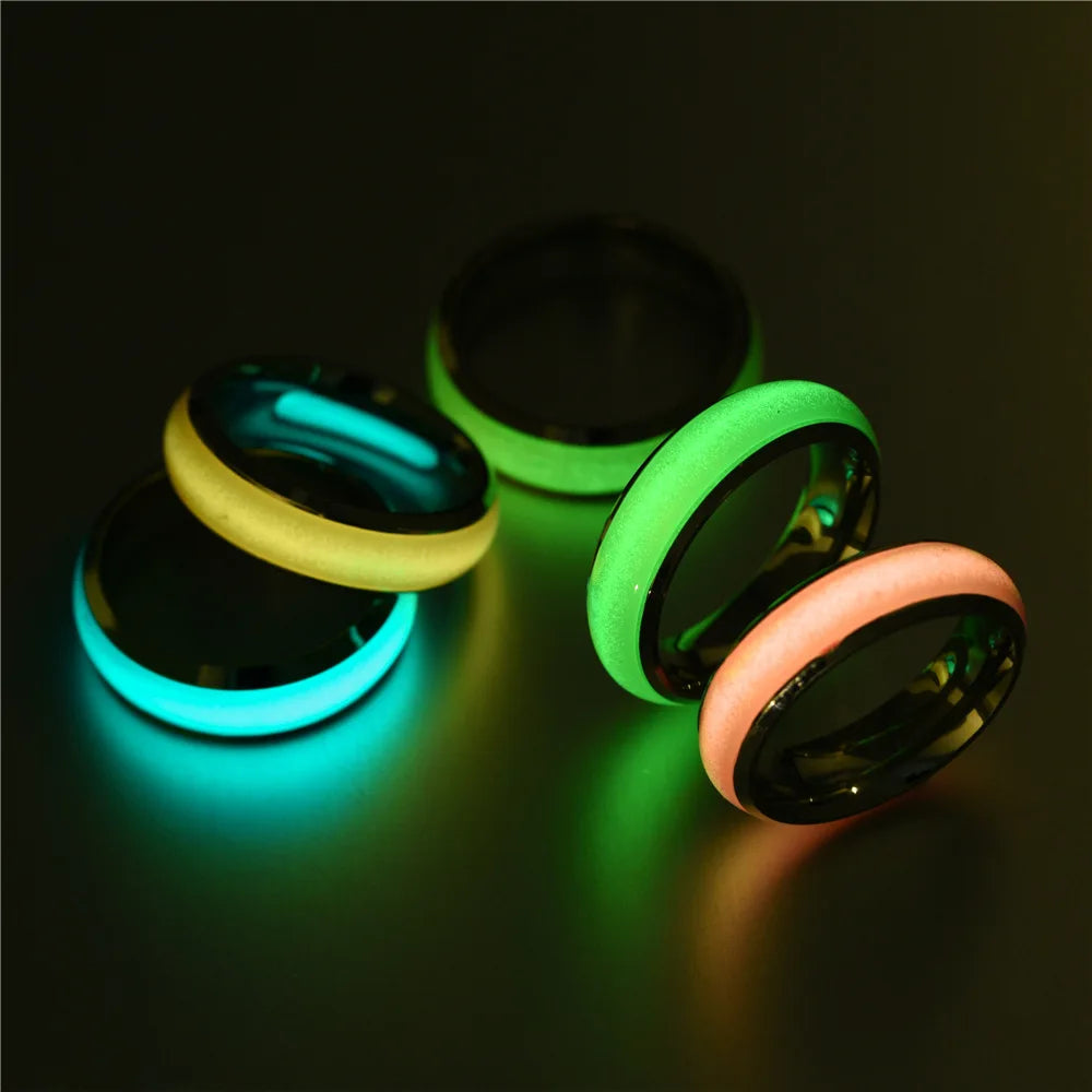 Fashion Colorful Luminous Resin Ring Women Men Fluorescent Glowing Rings Jewelry Glow In The Dark Finger Ring Band Halloween