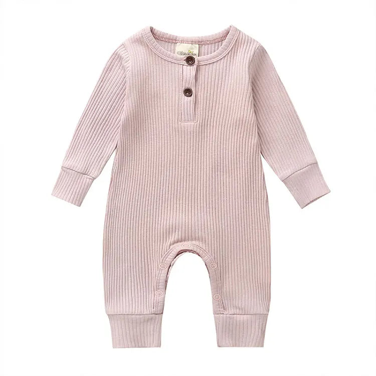 Summer Unisex Newborn Baby Clothes Solid Color Baby Rompers Cotton Long Sleeve Toddler Romper Infant Clothing 3-18 Months