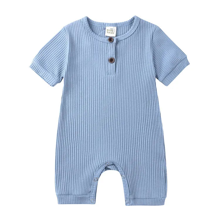 Solid Color Kids Summer Clothes Cotton Baby Clothes Boys Romper Short Sleeve Newborn Girl Outfit Baby Boy Clothes 0-24 Months