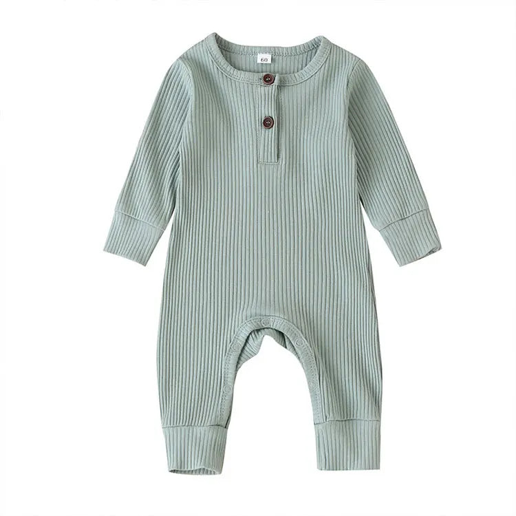 Summer Unisex Newborn Baby Clothes Solid Color Baby Rompers Cotton Long Sleeve Toddler Romper Infant Clothing 3-18 Months