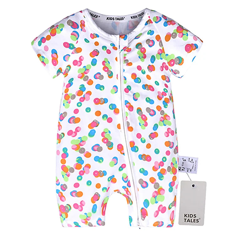 Cartoon Print Baby Romper Fashion Toddler Girl Summer Clothes Cotton Zipper Short Sleeve Newborn Boys Rompers 3-24 Months