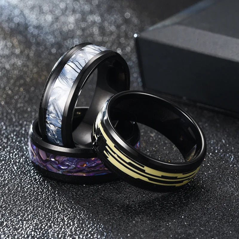 2022 Fashion Gradient Purple Color Shell Rings Stainless Steel For Men Women Gift Rings Dainty Female Nice Jewelry