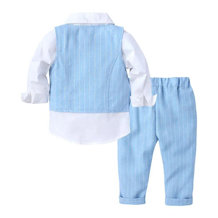 Formal Gentleman Style Children's Boys Sets Cotton Long Sleeve Shirt+Vest+Pants Spring Autumn Kids Clothes Boys Outfit 1-4 Years