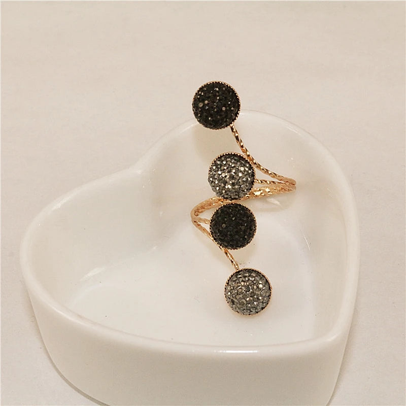 Vintage  Black Rhinestone Opening ring Knuckle Finger Midi Rings Set for Women Punk Statement elegant rings Female Wedding