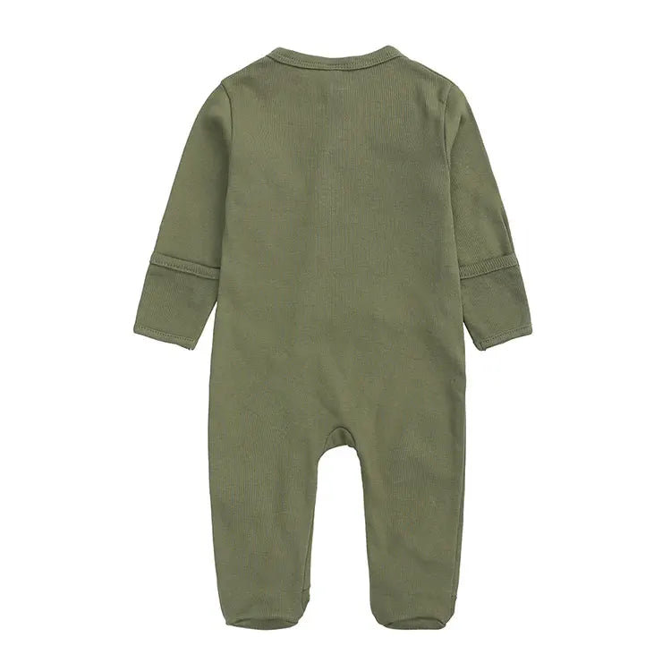 Solid Color Newborn Baby Boy Footies Spring Autumn Baby Clothes Girls Footies Cotton Long Sleeve Toddler Clothes 3-12 Months