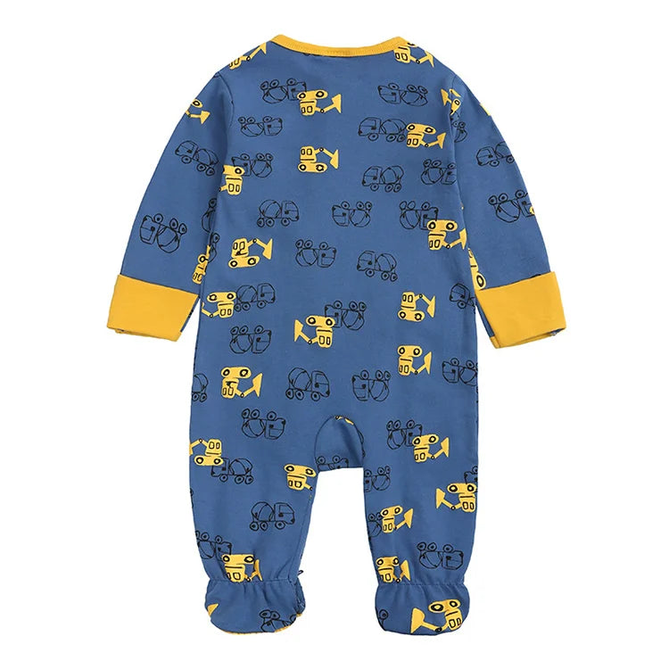 Summer Newborn Baby Boy Clothes Cartoon Print Baby Clothes Girl Romper Cotton Long Sleeve Zipper Infant Romper 6-24 Months