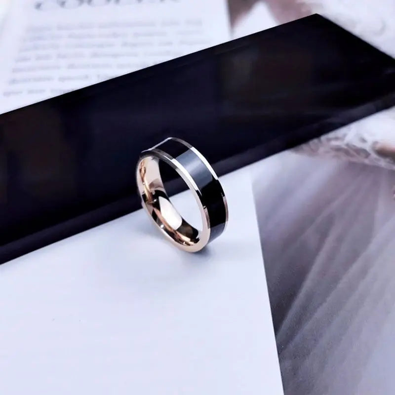 Titanium Steel Ring for Woman Man Custom Engrave Name Wedding Jewelry White And Black Porcelain Ring  Wedding Couple Jewerly