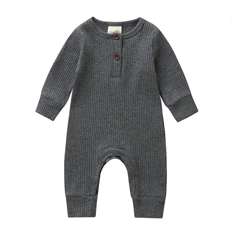 Summer Unisex Newborn Baby Clothes Solid Color Baby Rompers Cotton Long Sleeve Toddler Romper Infant Clothing 3-18 Months