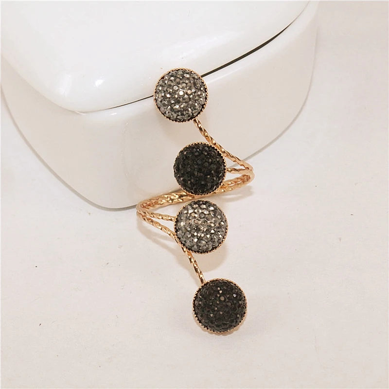 Vintage  Black Rhinestone Opening ring Knuckle Finger Midi Rings Set for Women Punk Statement elegant rings Female Wedding