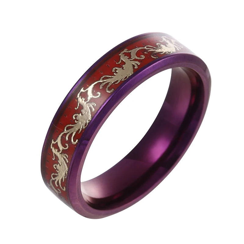 Stainless steel Dragon Phoenix Couples Wedding Rings Adjustable Jewelry Wholesale