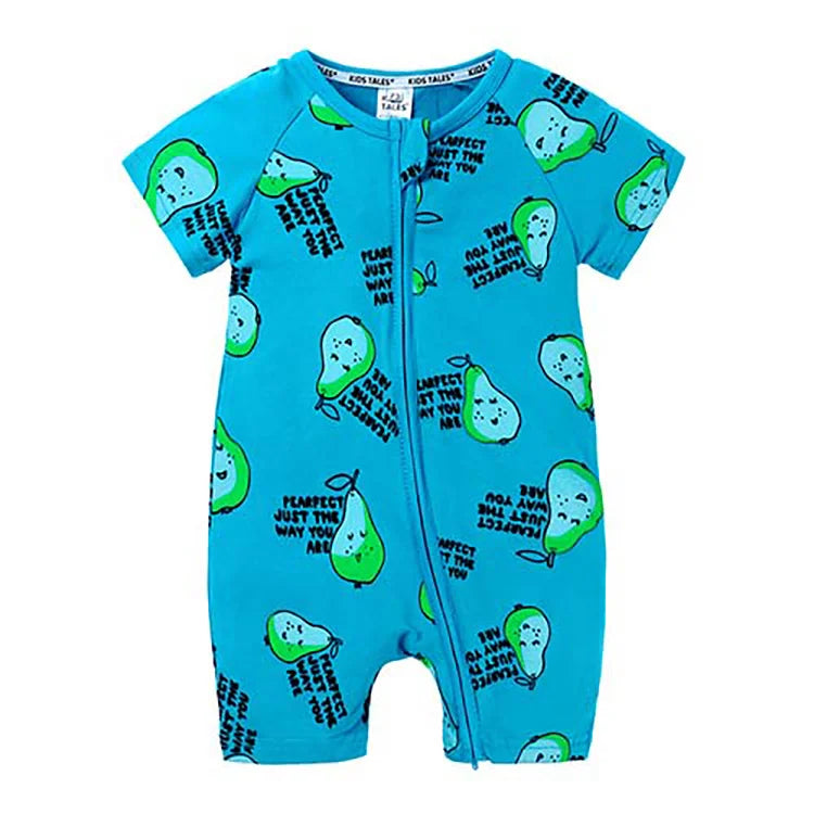 Cartoon Print Baby Romper Fashion Toddler Girl Summer Clothes Cotton Zipper Short Sleeve Newborn Boys Rompers 3-24 Months