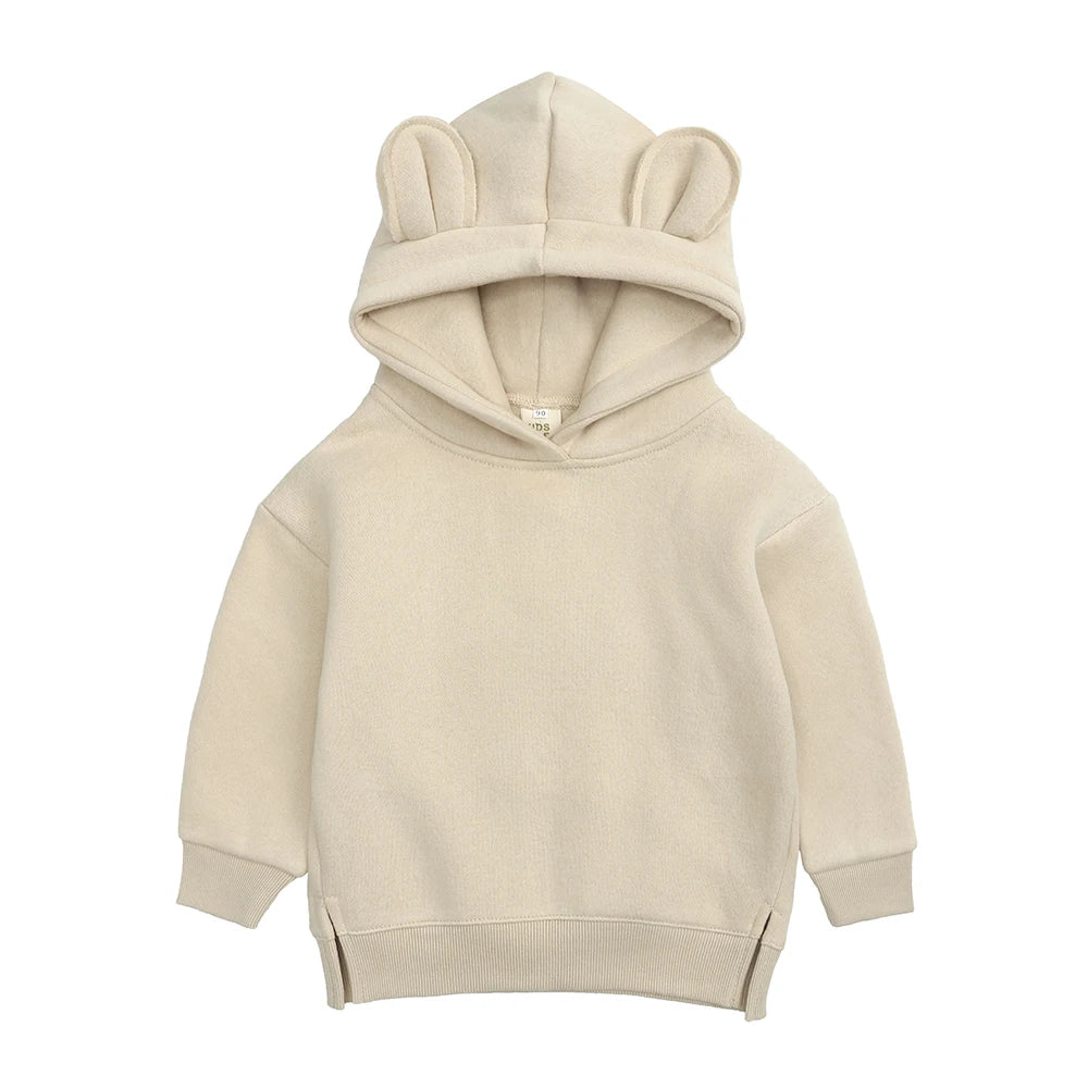 Fashion Solid Color Kids Clothes Boys Sweatshirts Long Sleeve Hooded Girls Hoodies Winter Warm Children's Clothing 1-4 Years