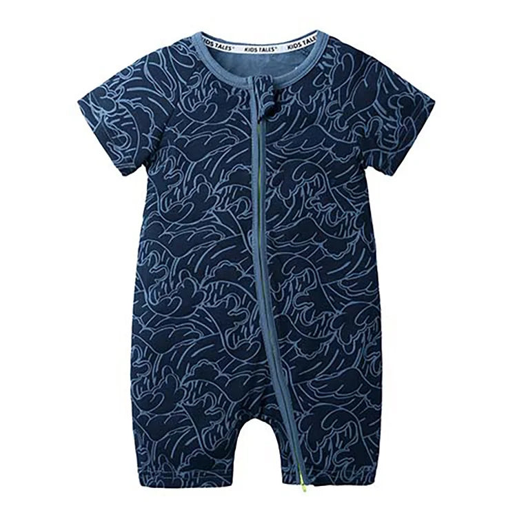 Cartoon Print Baby Romper Fashion Toddler Girl Summer Clothes Cotton Zipper Short Sleeve Newborn Boys Rompers 3-24 Months