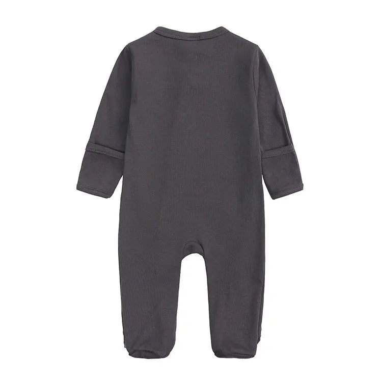 Solid Color Newborn Baby Boy Footies Spring Autumn Baby Clothes Girls Footies Cotton Long Sleeve Toddler Clothes 3-12 Months