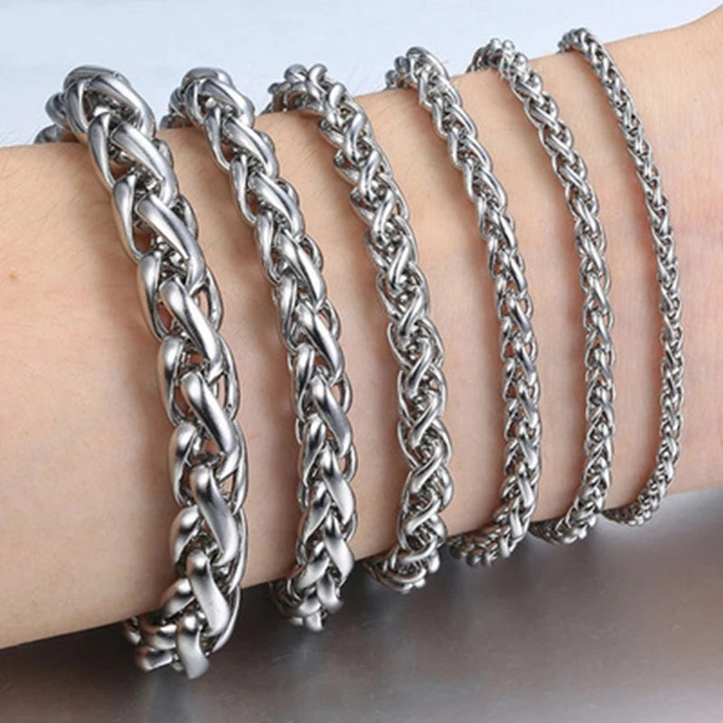 316L Stainless Steel Cuban Chain Bracelet for Men Women Figaro Vintage Metal Viking Kpop Pulseras Emo Cute Luxury Jewelry Gift