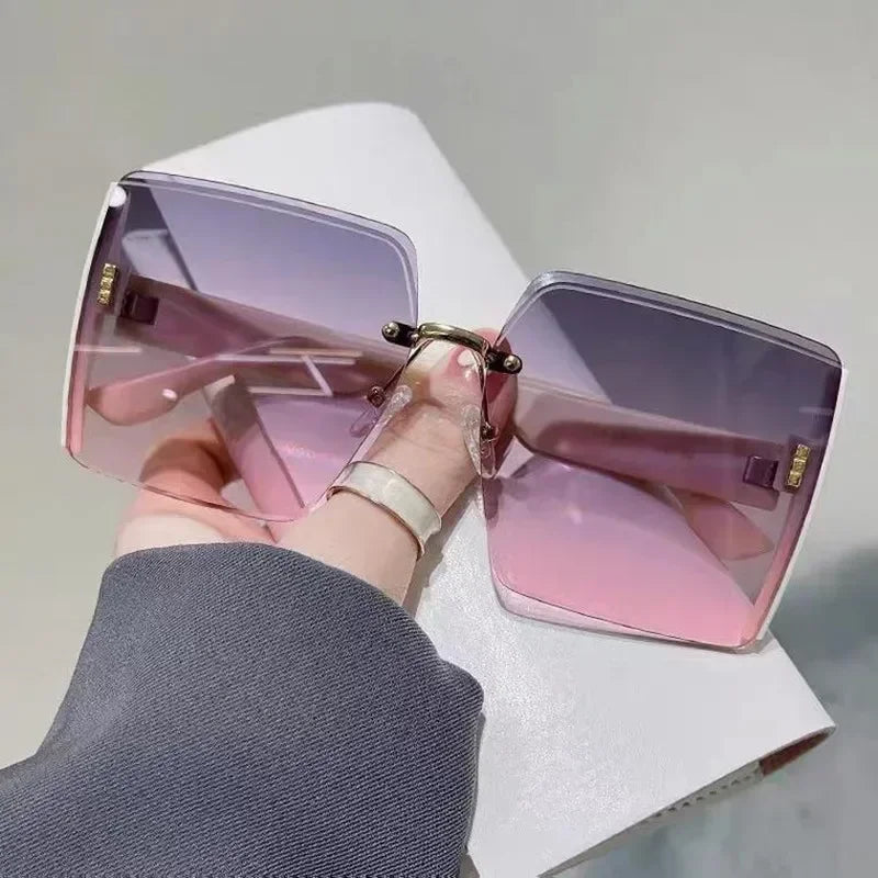 Vintage Square Sunglasses Woman Classic Retro Gradient Mirror Frameless Sun Glasses Female Fashion Rimless Oculos De Sol UV400