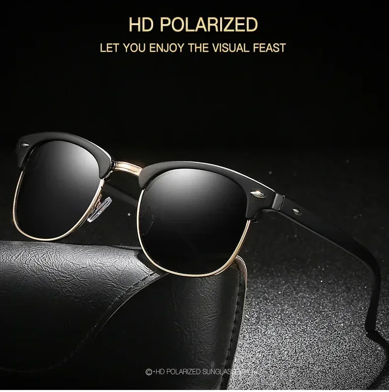 Half Frame Square Sunglasses Man Woman Luxury Brand Designer Sun Glasses Male Retro Rivet Mirror Eyewear Metal Gafas De Sol