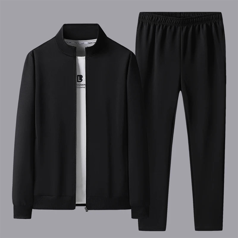 2024 Spring Autumn Men Sport Casual Solid Tracksuits Suits Man Running Jogger Gym Sets Male 2 Piece Sportwear Suit Jackets Pants