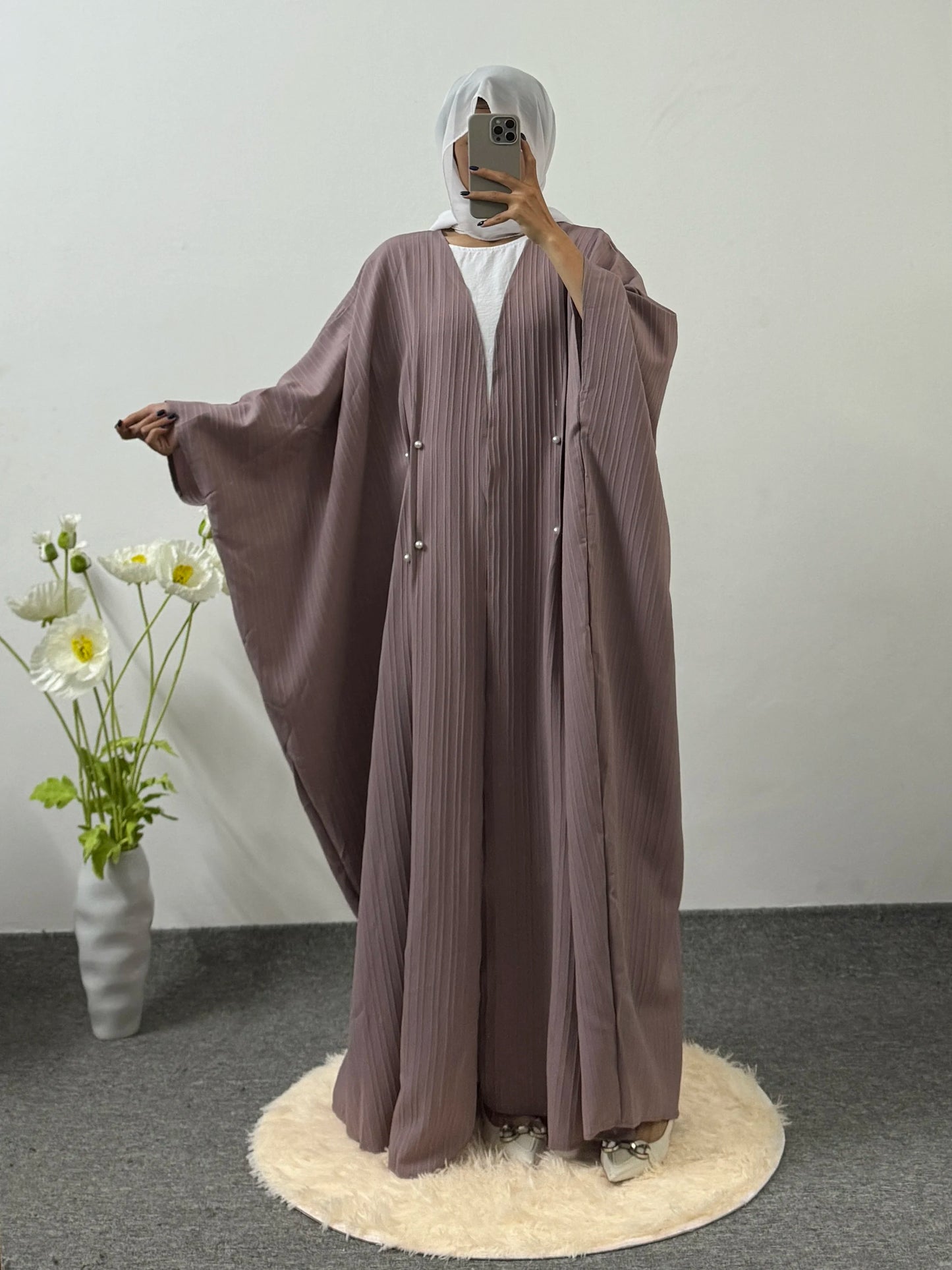 Muslim Open Front Abayas Long Sleeve Modest Kaftan Loose Casual Maxi Length Dress Women Jilbabs Women's Clothing