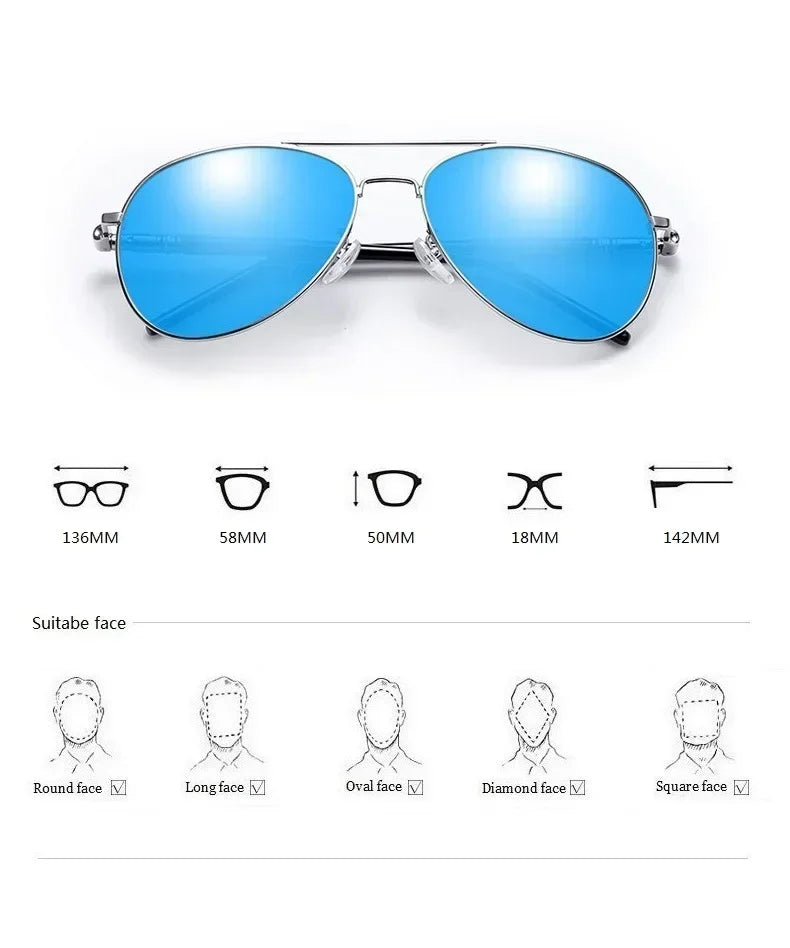 Luxury Pilot Polarized Sunglasses Men Women Driving Fishing Retro Sun Glasses Brand Designer Male Metal Sunglasss For Man UV400