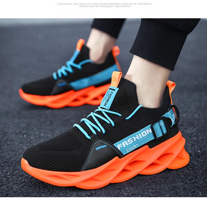 Men's spring and autumn light sports running shoes casual sports shoes outdoor breathable mesh walking lace-up fitness shoes