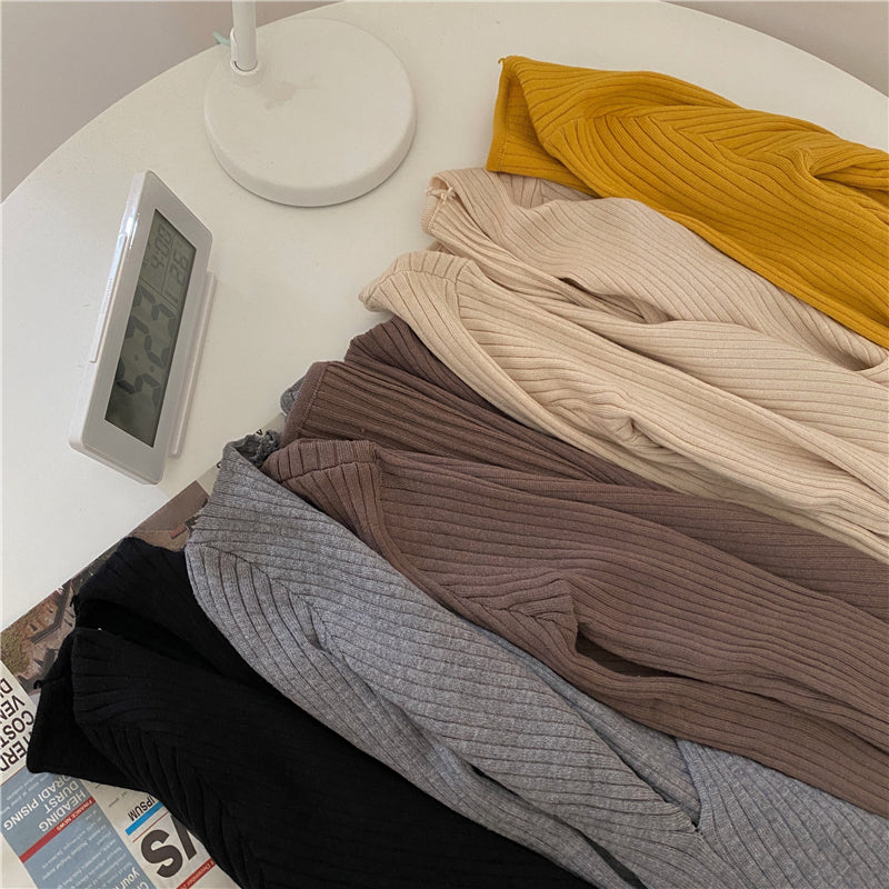 Autumn Winter Knitwear Tops Fashion Female Long Sleeve Skinny Elastic Casual V-neck Knitted Shirts Women Pullover Sweaters