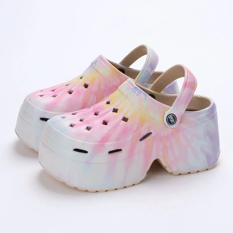 Colorful Chunky Platform Clogs Sandals for Women Eva Thick Bottom Slides Beach Slippers Wedge Heels Garden Shoes Summer 2024