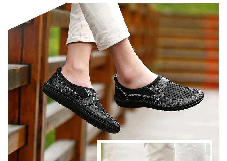 Men's mesh flying woven casual sports shoe cover feet breathable comfortable flat shoes light walking men's shoes new