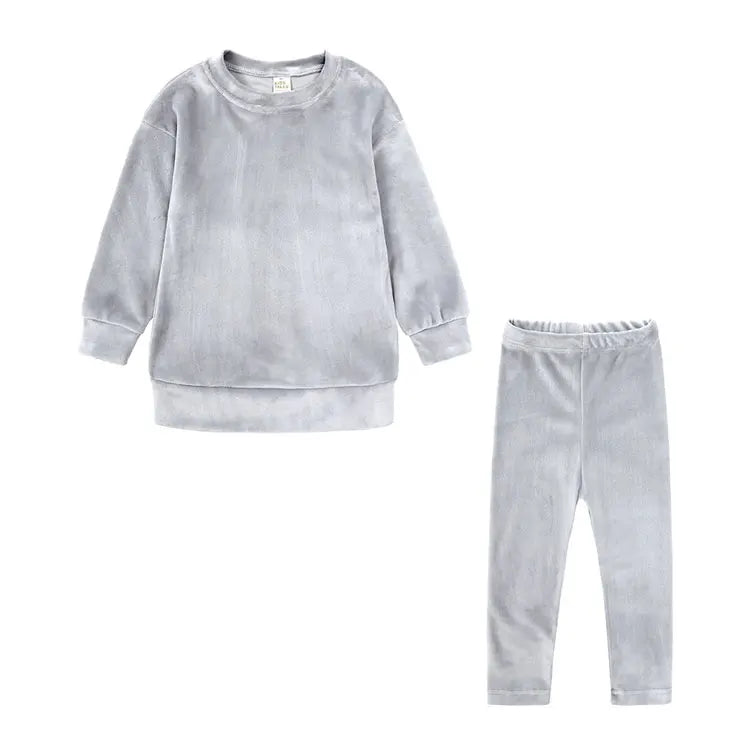 Fashion Solid Color Kids Clothes Girls Sportswear Sets 2 PCS Long Sleeve Tops Pants Spring Autumn Children Clothing 2-6 Years