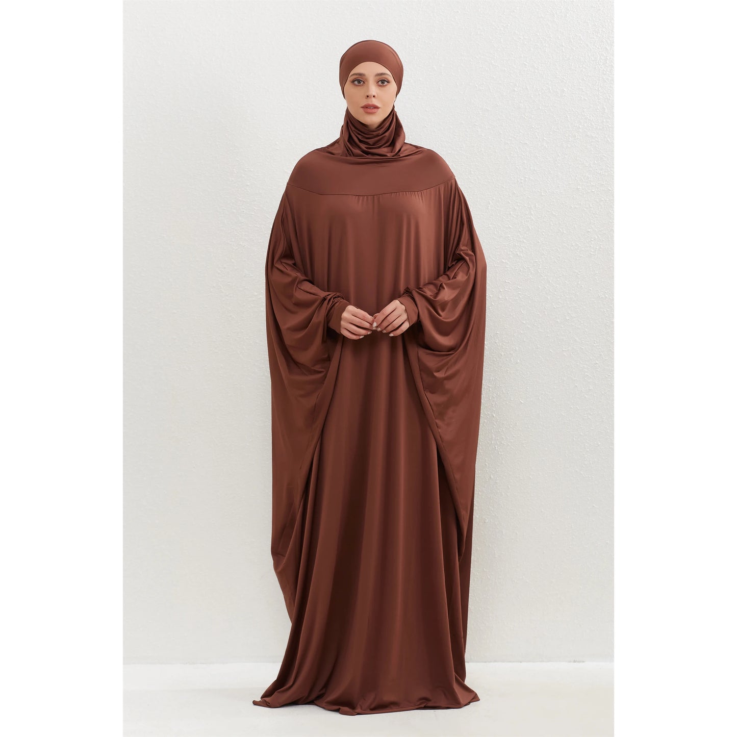 Muslim Abayas Hijab Hooded Smocking Sleeve One-piece Prayer Dress Women Jilbabs Kaftans Islamic Dubai Saudi Robe Turkish Modesty