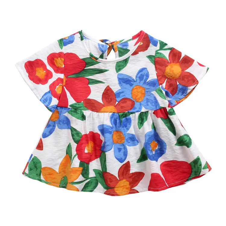 Cartoon Print Baby Flower Girl Dresses Cotton Short Sleeve Kids Dresses for Girls Summer Girls Casual Dresses 1-4 Years