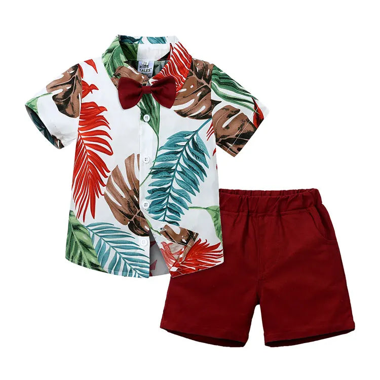 Fashion Kids Clothes Boys Outfit Summer Boy Clothing Sets Cotton Short Sleeve Shirt Shorts Children Clothing 1-6 Years