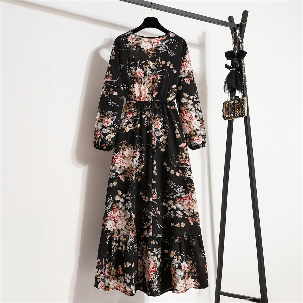 2023 Sping Summer Bohemian Women Maxi Dress Casual Long Sleeve High Waist Beach Woman Chiffon Dresses Floral Vestidoes Mujer New